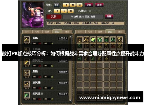 散打PK加点技巧分析：如何根据战斗需求合理分配属性点提升战斗力